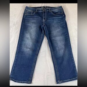 Royal Premium Capris Womens Denim Studs Embroidery Rhinestones size 14